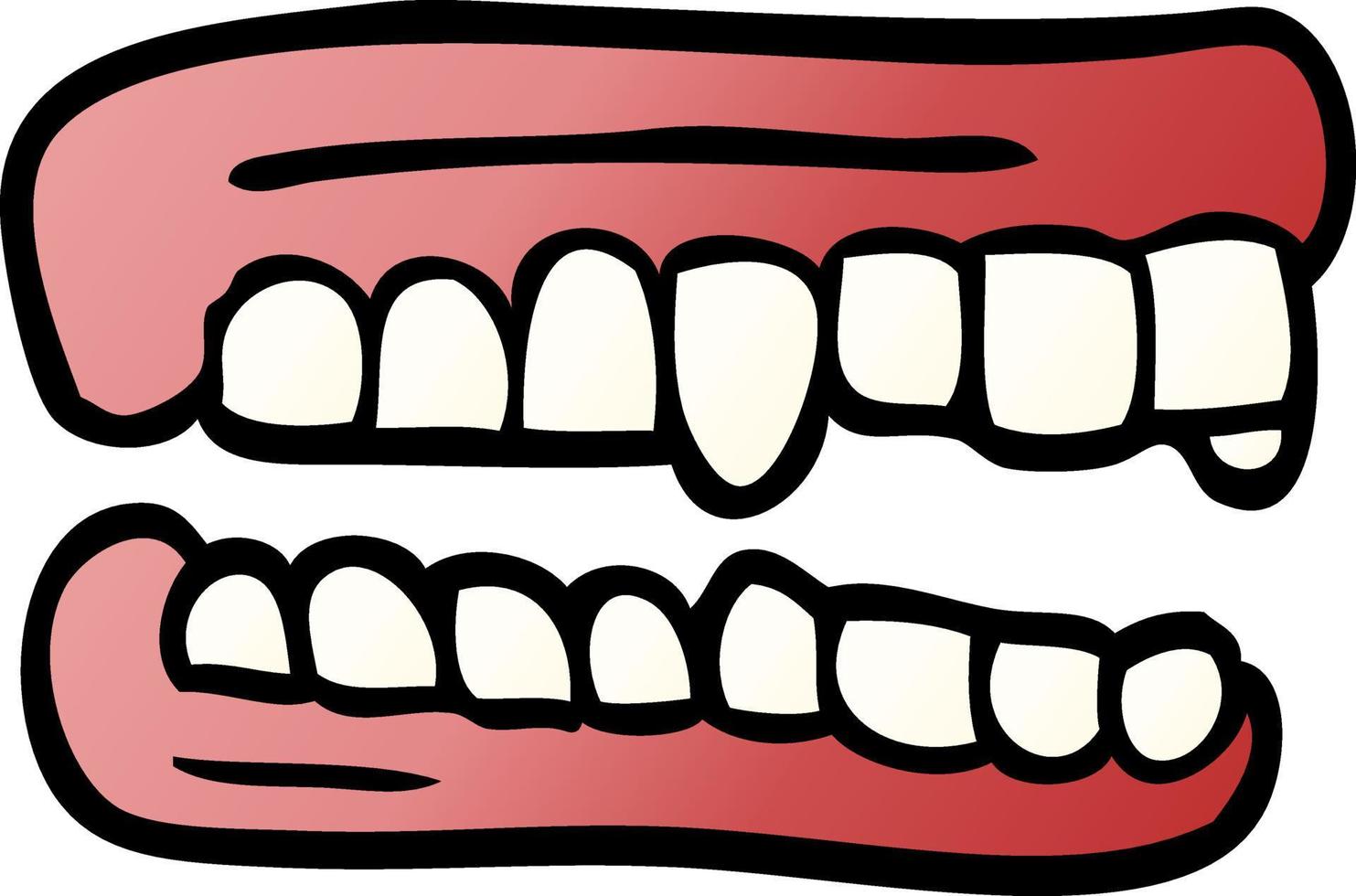 cartone animato scarabocchio falso denti vettore