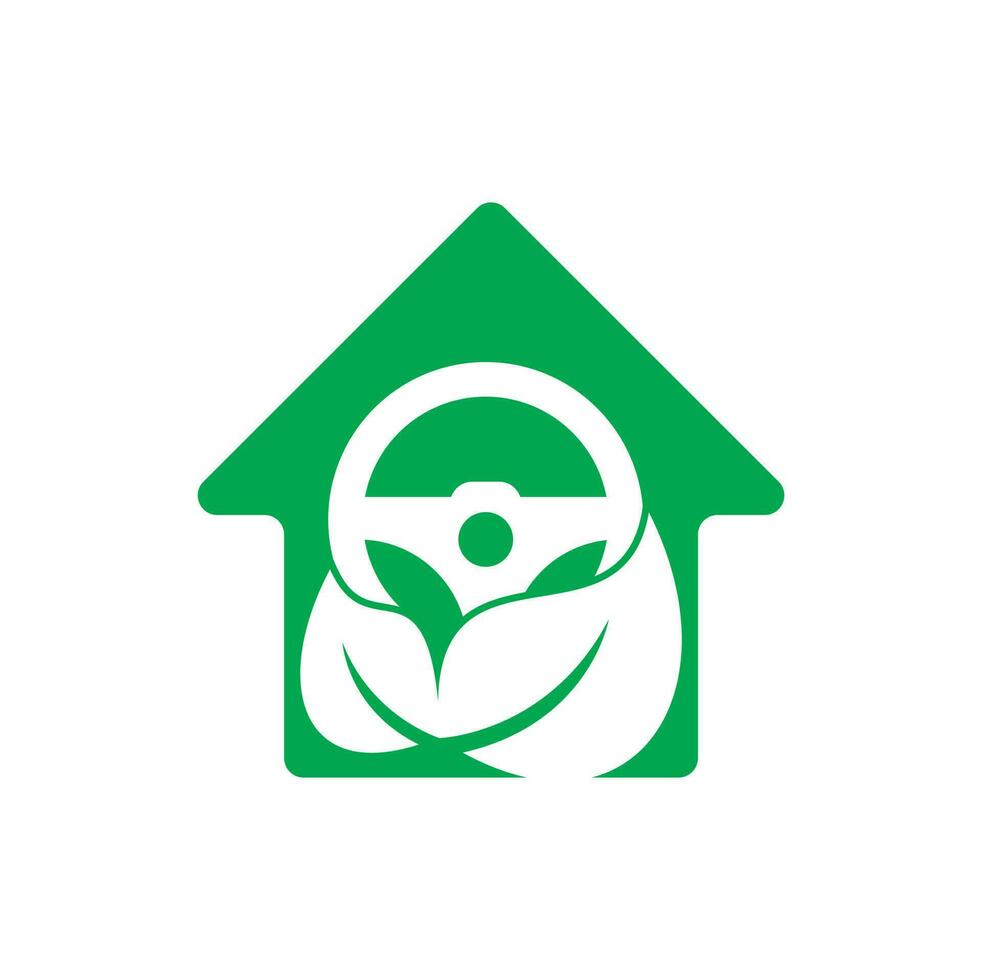 eco timone ruota vettore logo design. timone ruota e casa forma simbolo o icona.