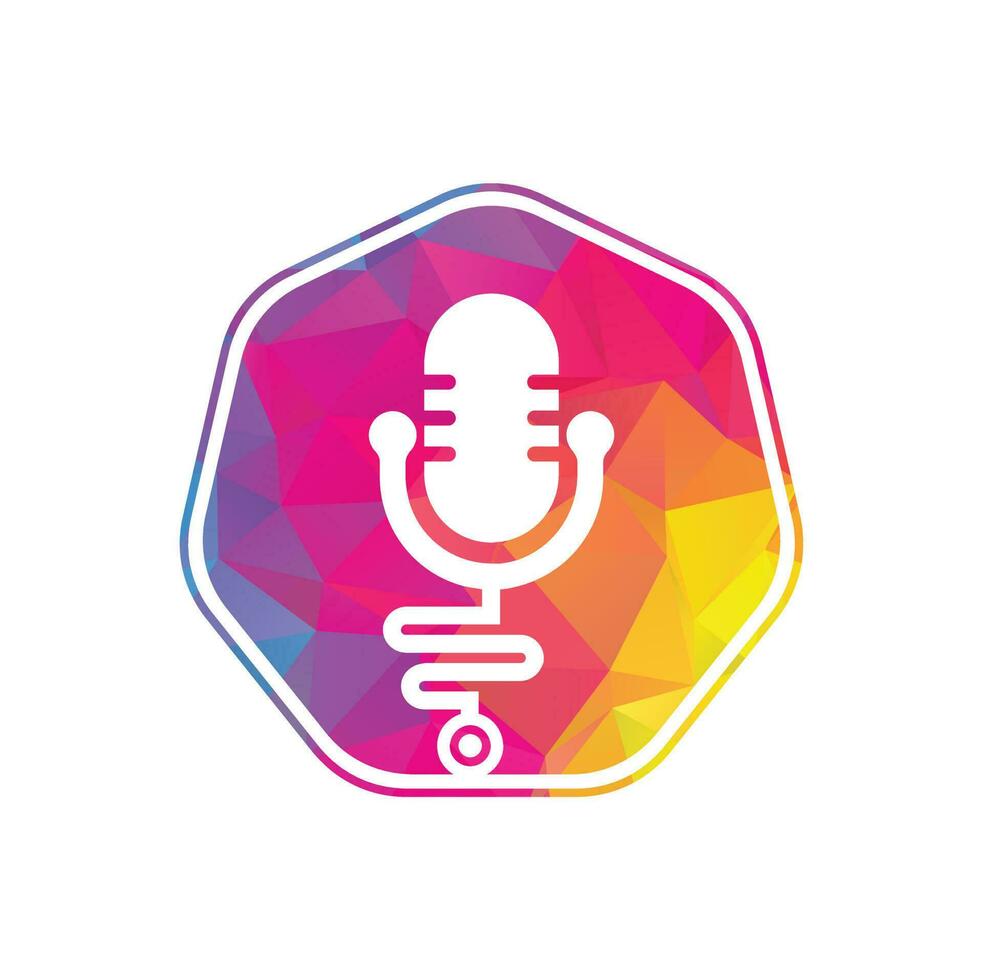 medico Podcast vettore logo design. stetoscopio e microfono illustrazione simbolo.