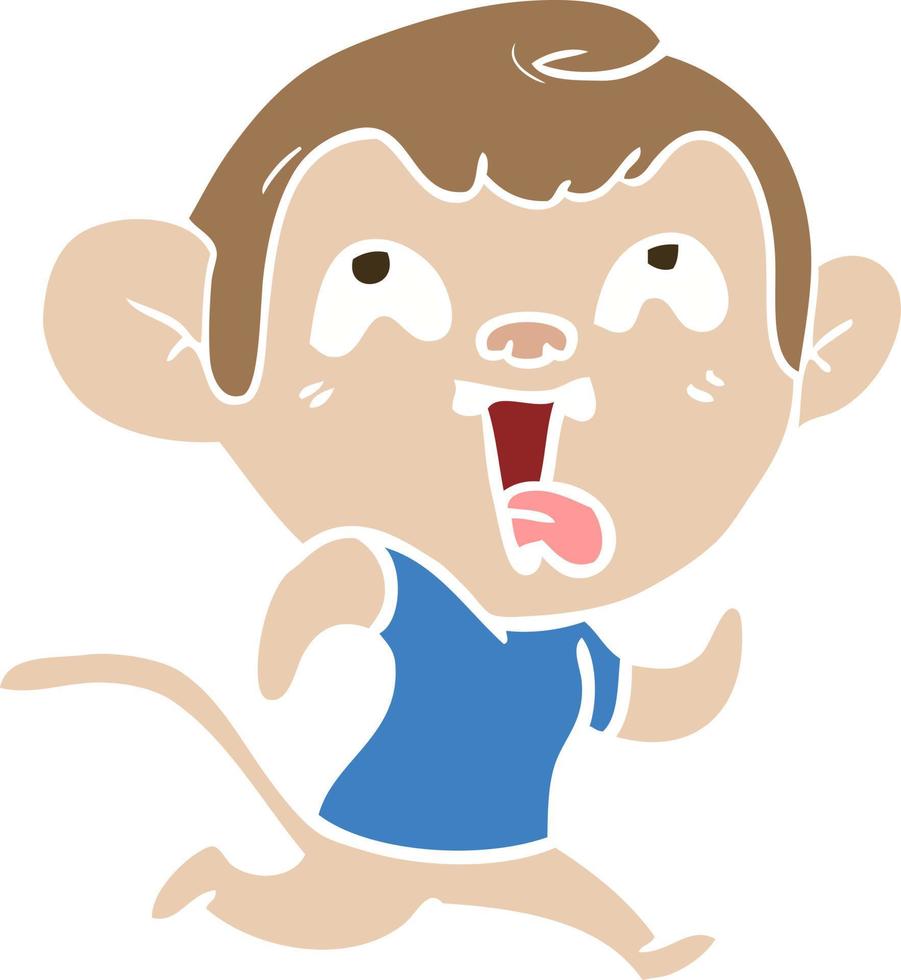 pazzo piatto colore stile cartone animato scimmia jogging vettore