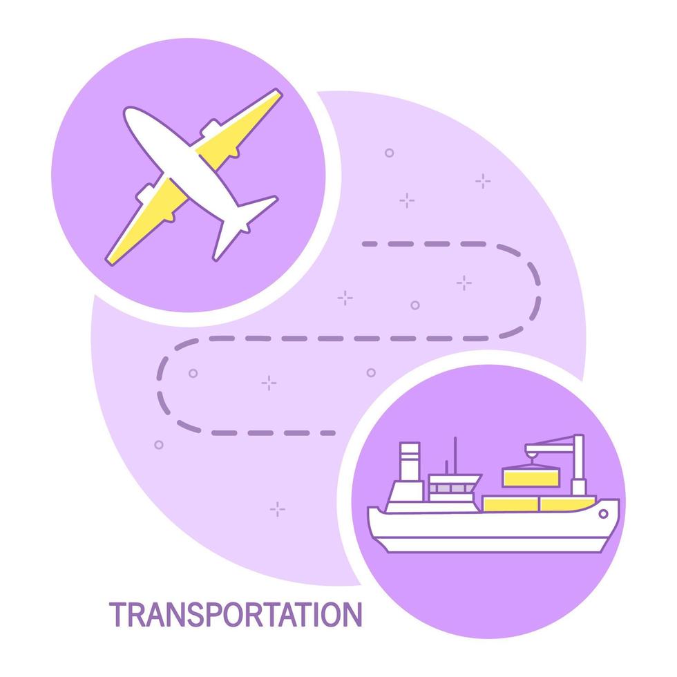 nolo carico icona.carico mezzi di trasporto a partire dal nave di aria aereo .schema vettore illustrazione