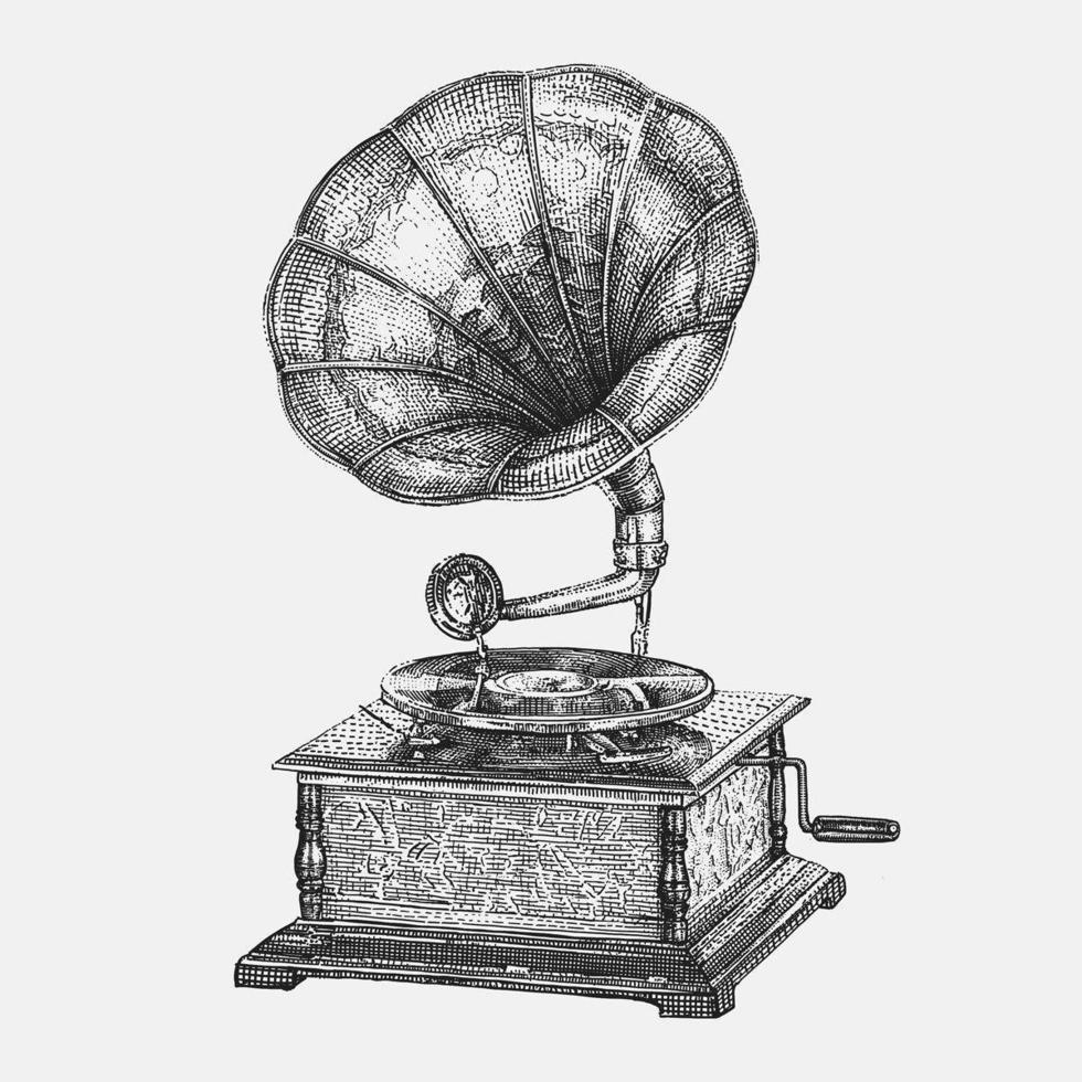 grammofono vintage disegnato a mano vettore