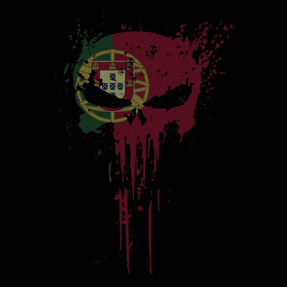 cranio testa Portogallo bandiera con grunge struttura - vettore t camicia design