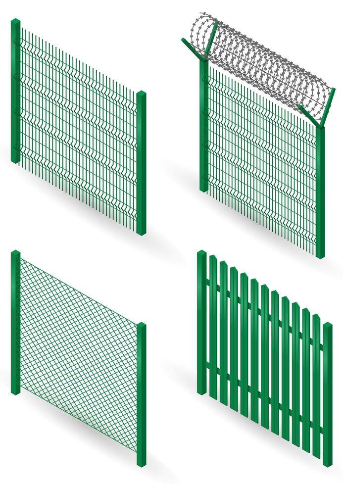 set di recinzioni in metallo verde vettore