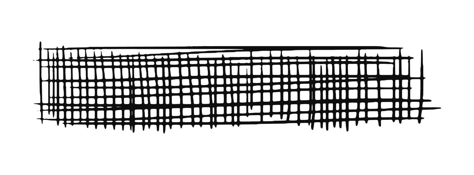 scarabocchio scacchi rettangolo. disegnato tratteggio Linee nel il forma di un' lungo rettangolo. scarabocchiare oggetto attraversare Linee. vettore azione illustrazione isolato su bianca.