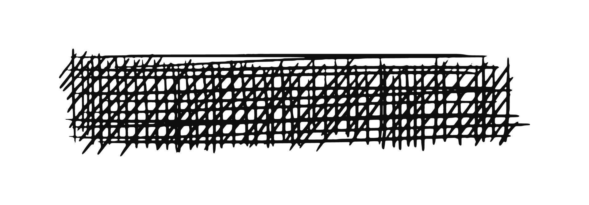 scarabocchio rettangolo covato. disegnato tratteggio Linee nel il forma di un' lungo rettangolo. scarabocchiare oggetto attraversare Linee. vettore azione illustrazione isolato su bianca.