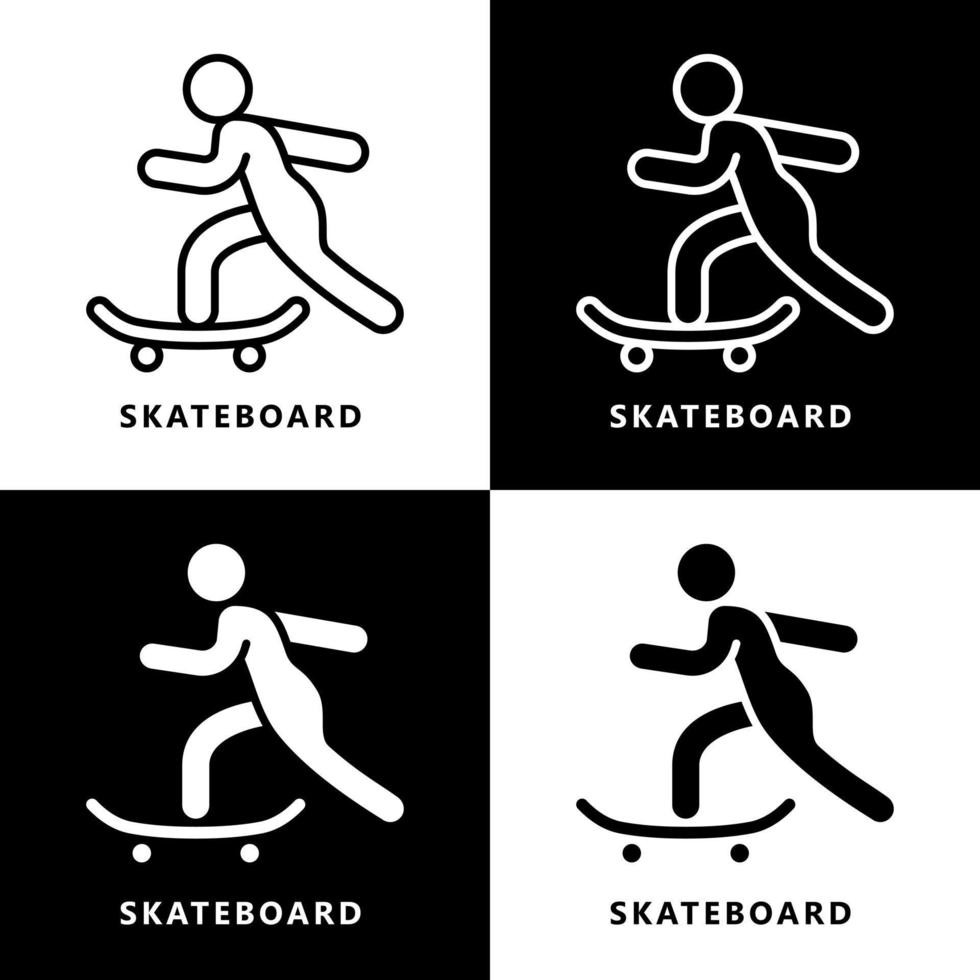 skateboard icona cartone animato. andare con lo skateboard simbolo vettore logo