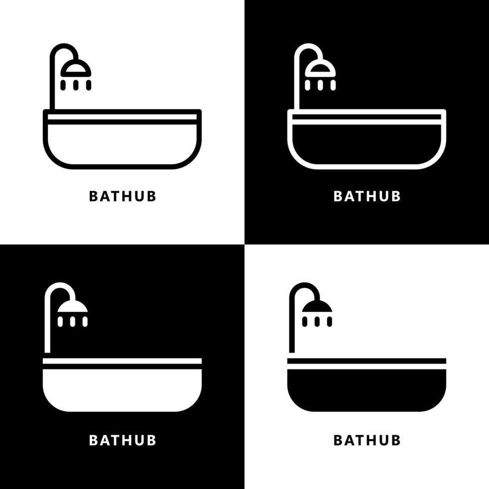 vasca da bagno icona cartone animato. bagno e doccia simbolo vettore logo