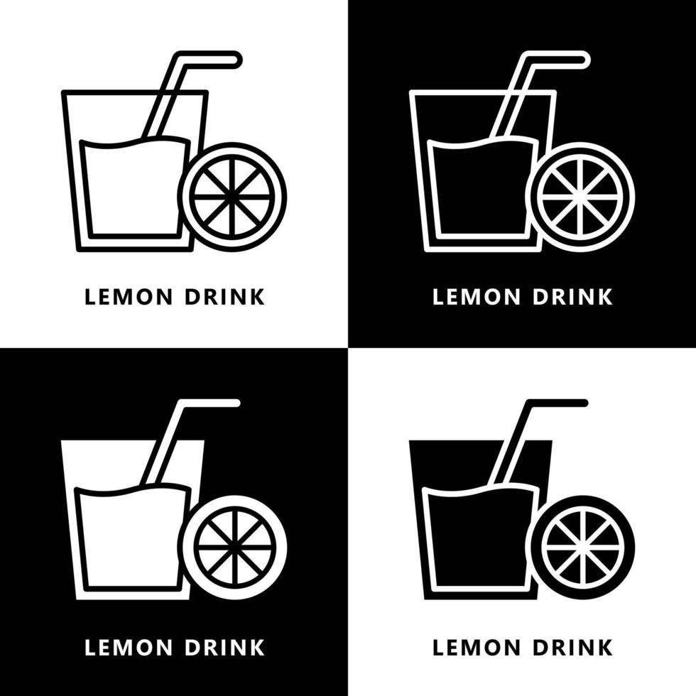 Limone bevanda icona cartone animato. arancia succo simbolo. cannuccia e tazza vettore logo