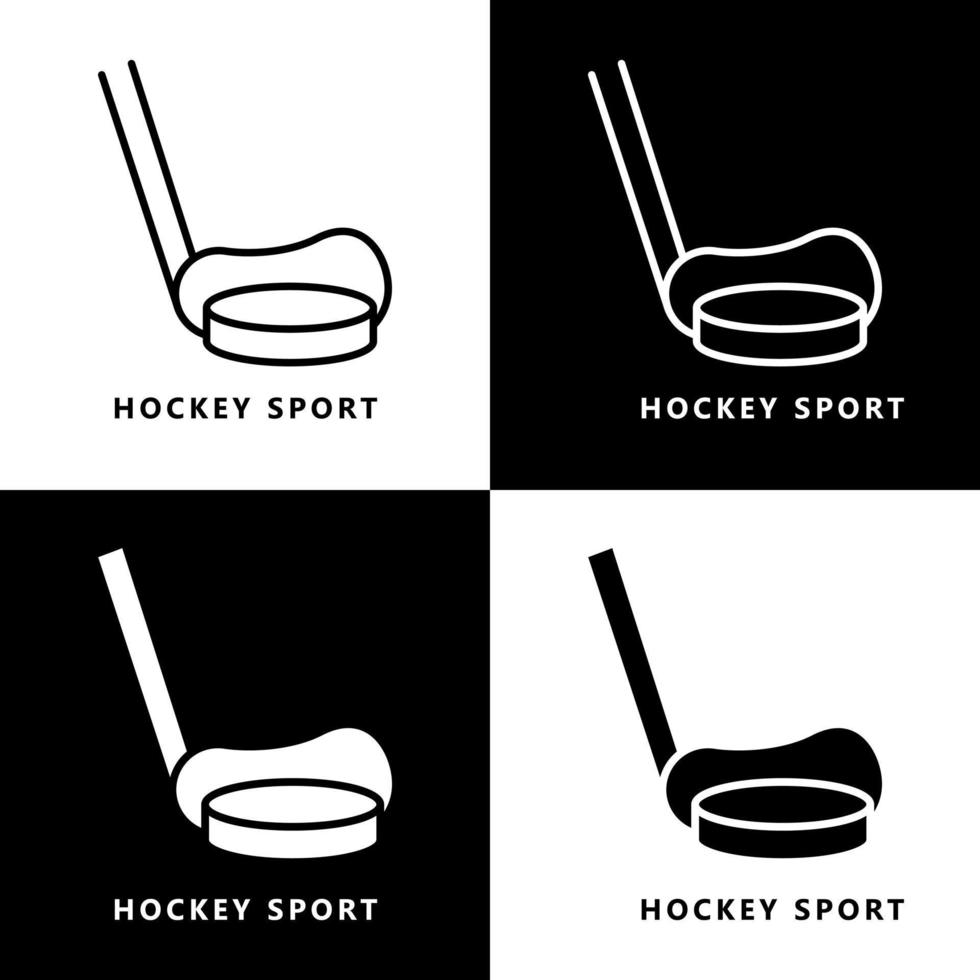 hockey sport icona cartone animato. bastone e hockey palla simbolo vettore logo