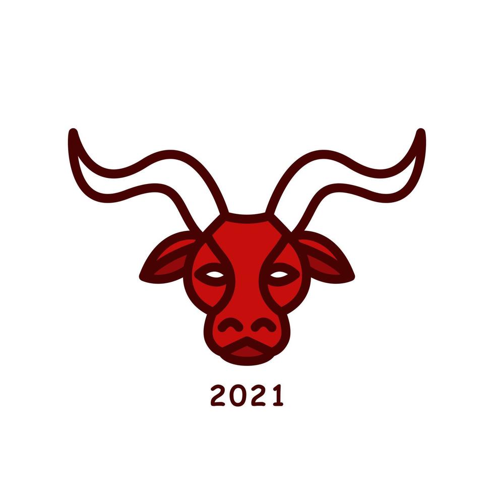 2021 Cinese nuovo anno bufalo icona simbolo illustrazione. Toro logo vettore. bue zodiaco design personaggio vettore