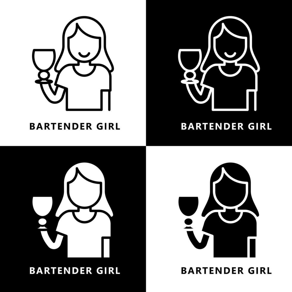 donna barista icona cartone animato. femmina barista preparazione bevanda vettore logo