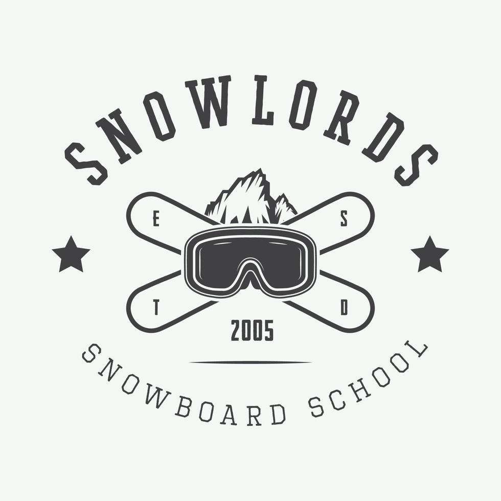 Vintage ▾ snowboard logo, distintivo, emblema e design elementi. vettore illustrazione