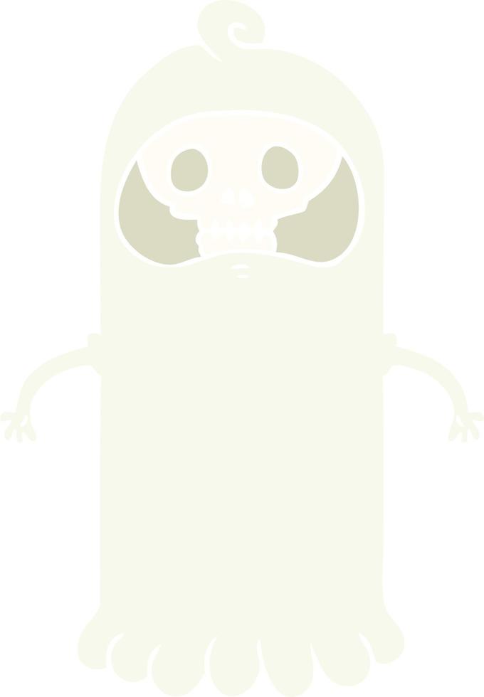 piatto colore stile cartone animato spaventoso cranio fantasma vettore