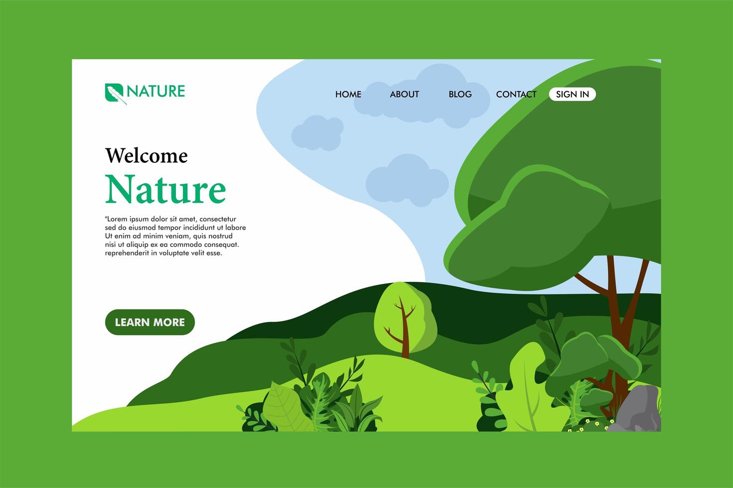 landing page della natura vettore