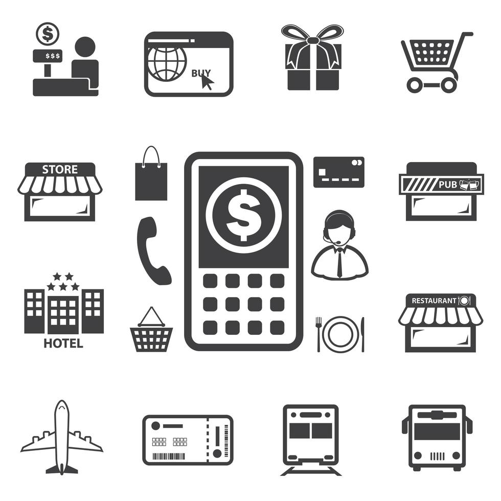 set di icone smart soldi e mobile banking vettore