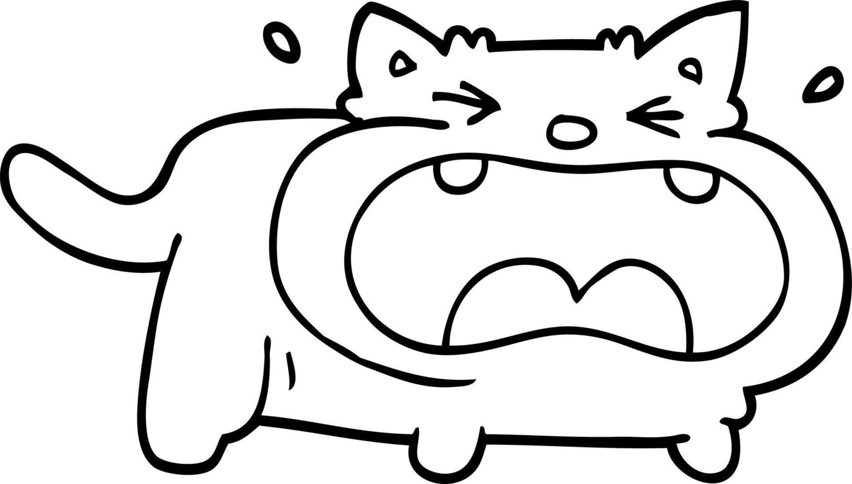 linea disegno cartone animato Grasso gatto vettore
