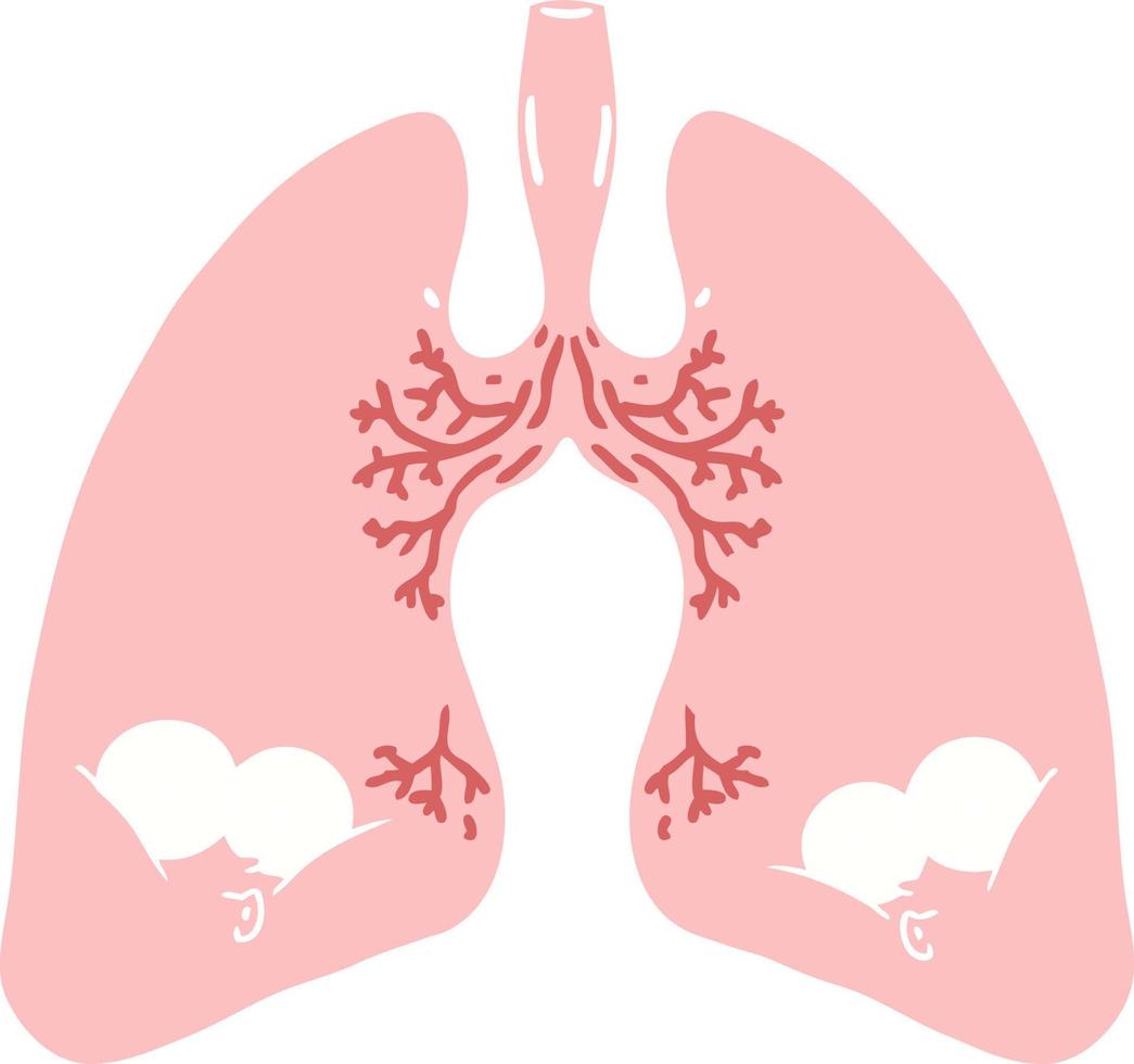 polmoni di cartone animato in stile piatto a colori vettore