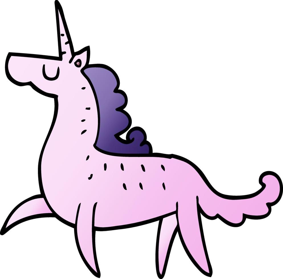 cartone animato scarabocchio magico unicorno vettore