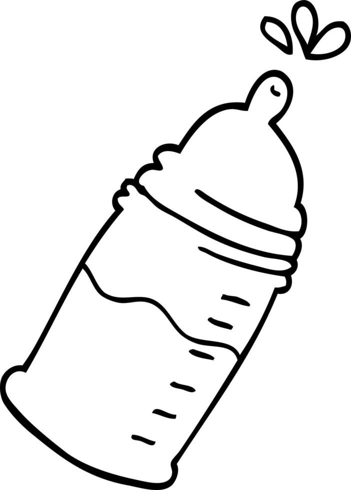 linea disegno cartone animato bambino bottiglia vettore