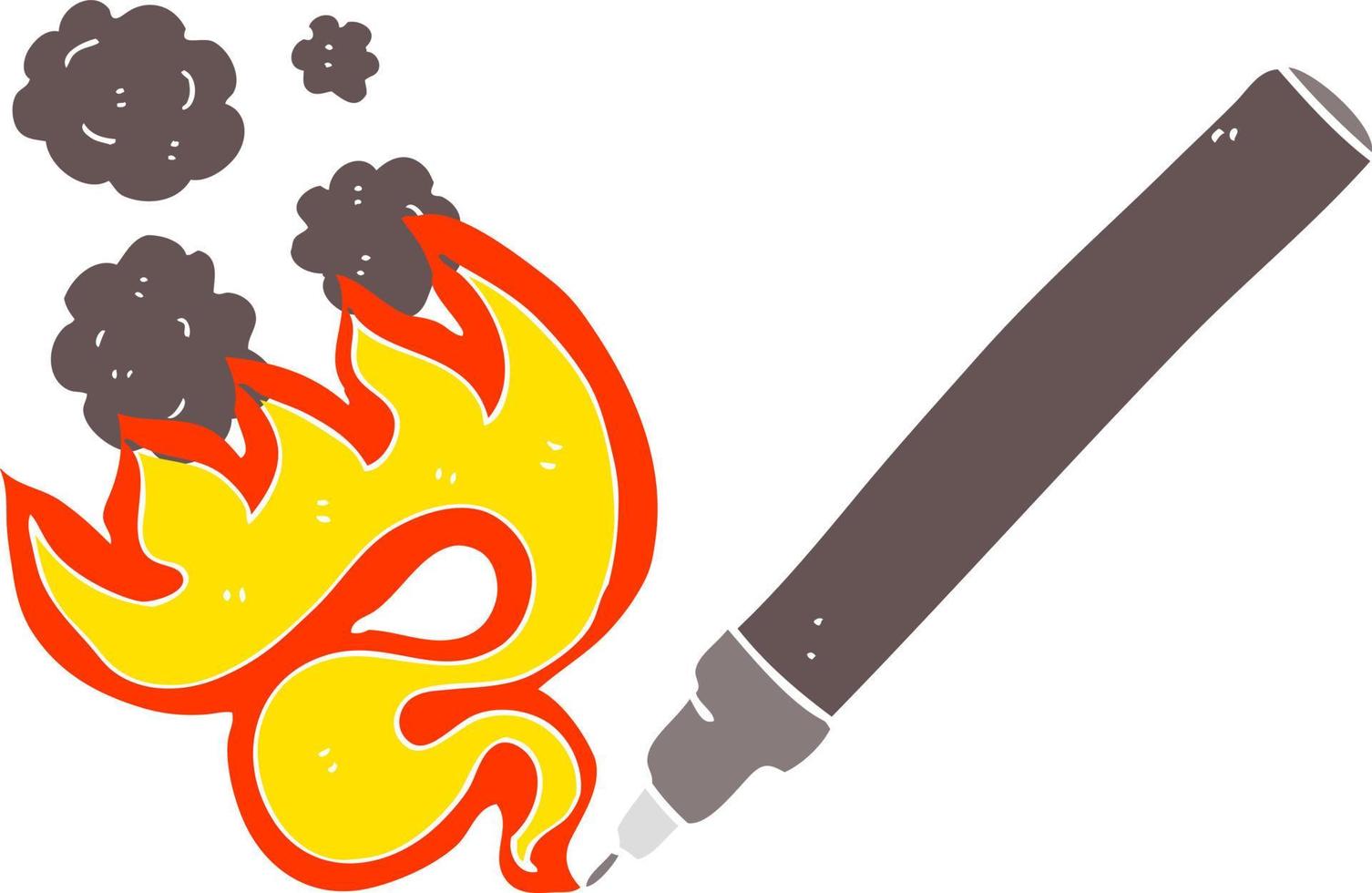 piatto colore illustrazione di un' cartone animato fiammeggiante penna vettore