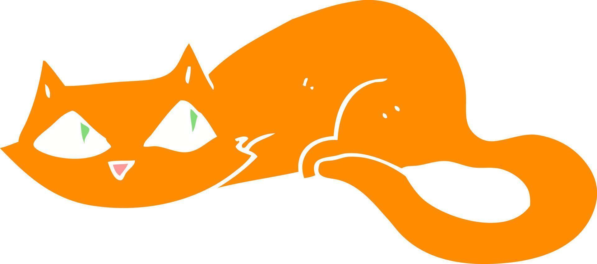 illustrazione a colori piatta di un gatto cartone animato vettore