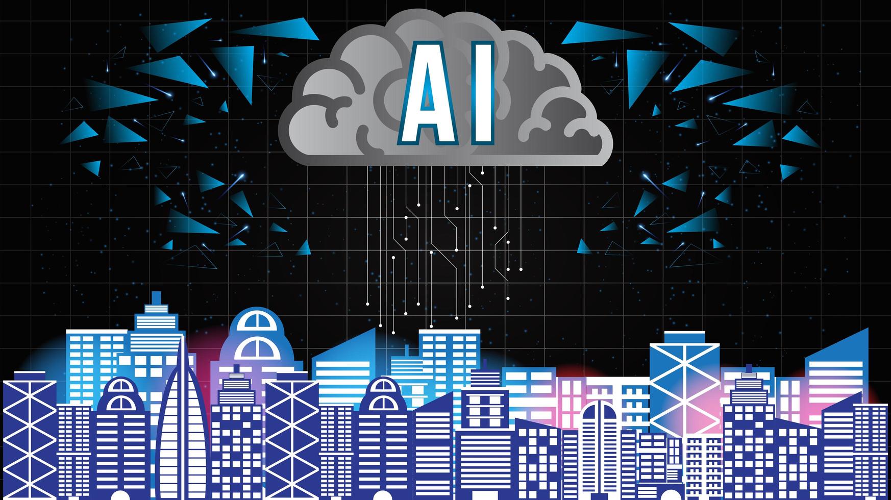 intelligenza artificiale città intelligente vettore
