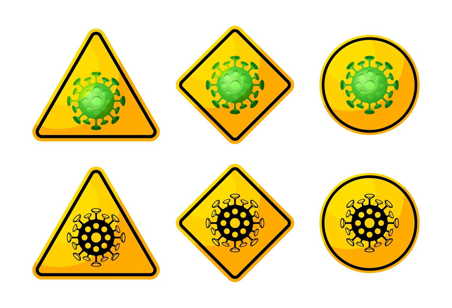 set di segnali di avvertimento di batteri o virus vettore