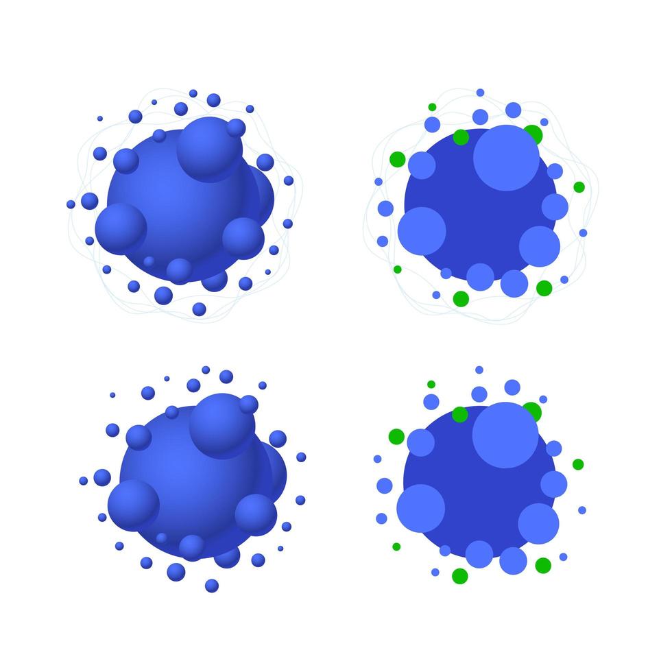 insieme di composizioni di cerchi blu e verde vettore