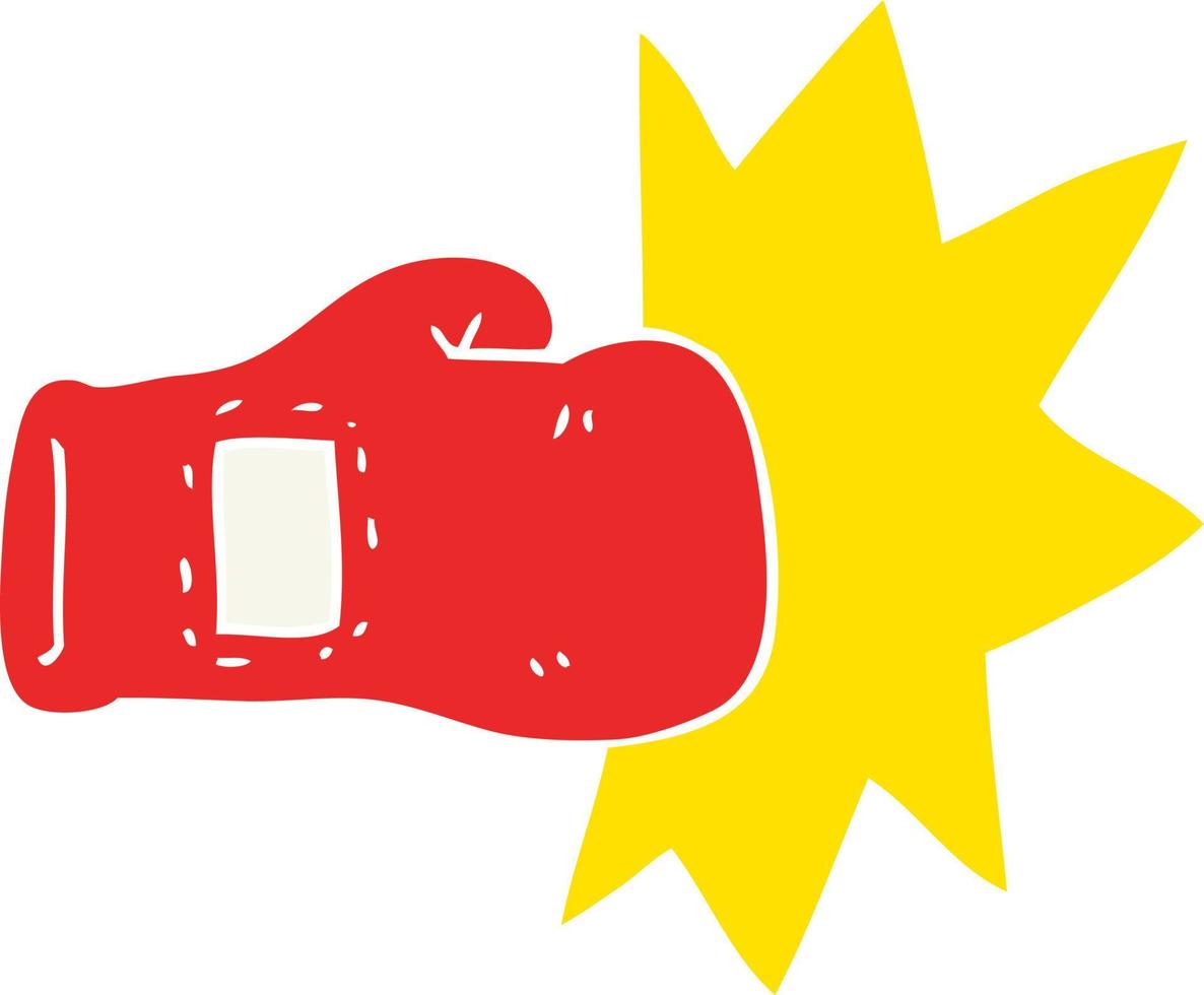 piatto colore illustrazione di un' cartone animato boxe guanto vettore