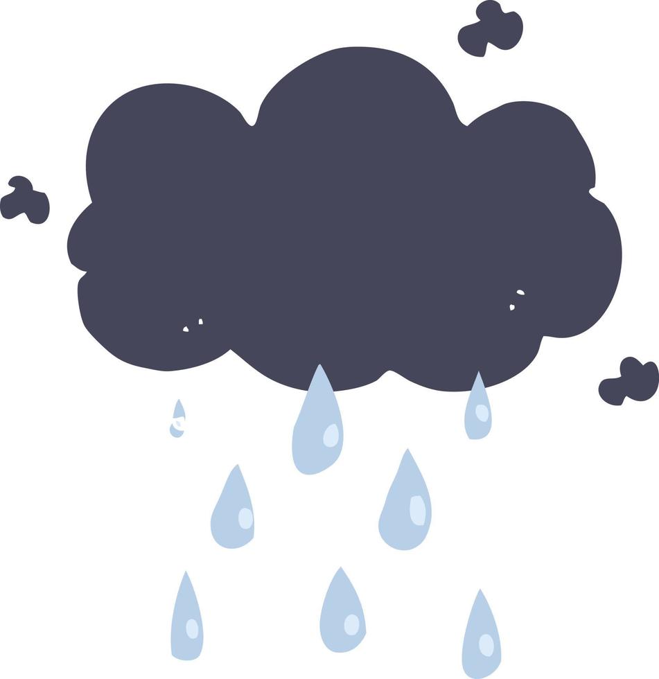 piatto colore stile cartone animato nube pioggia vettore