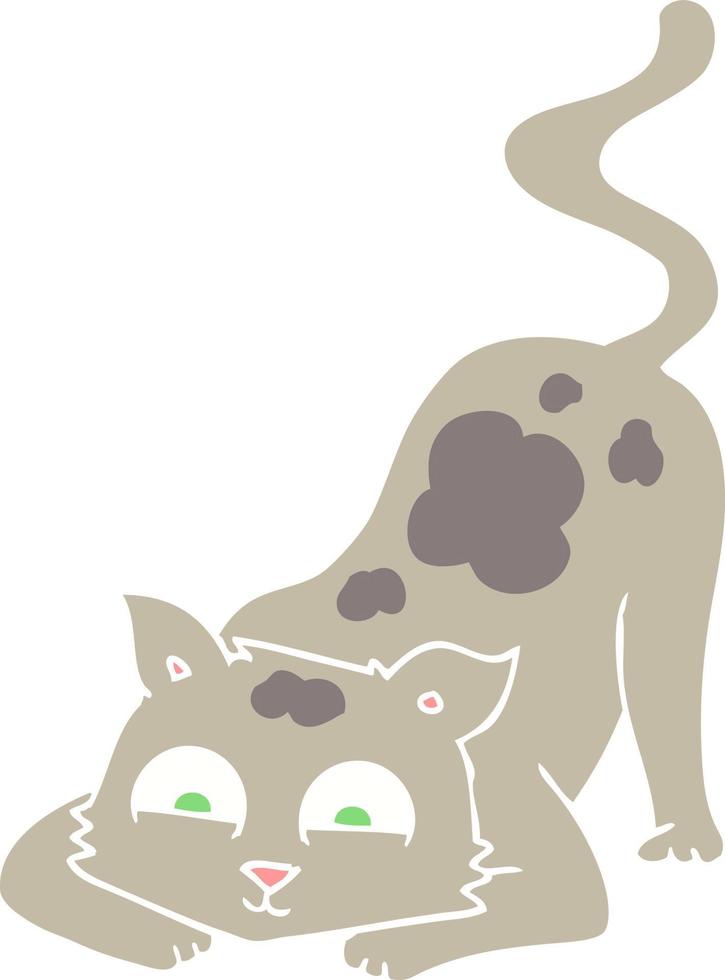 illustrazione a colori piatta di un gatto cartone animato vettore