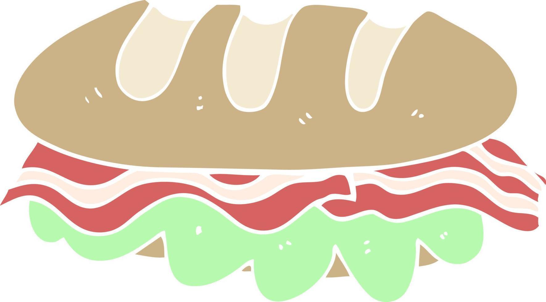 piatto colore illustrazione di un' cartone animato enorme Sandwich vettore