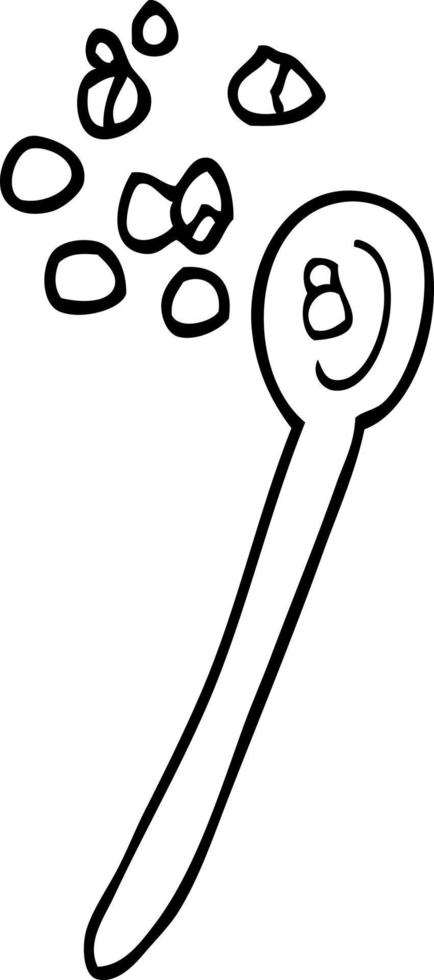 linea disegno cartone animato cereale su un' cucchiaio vettore