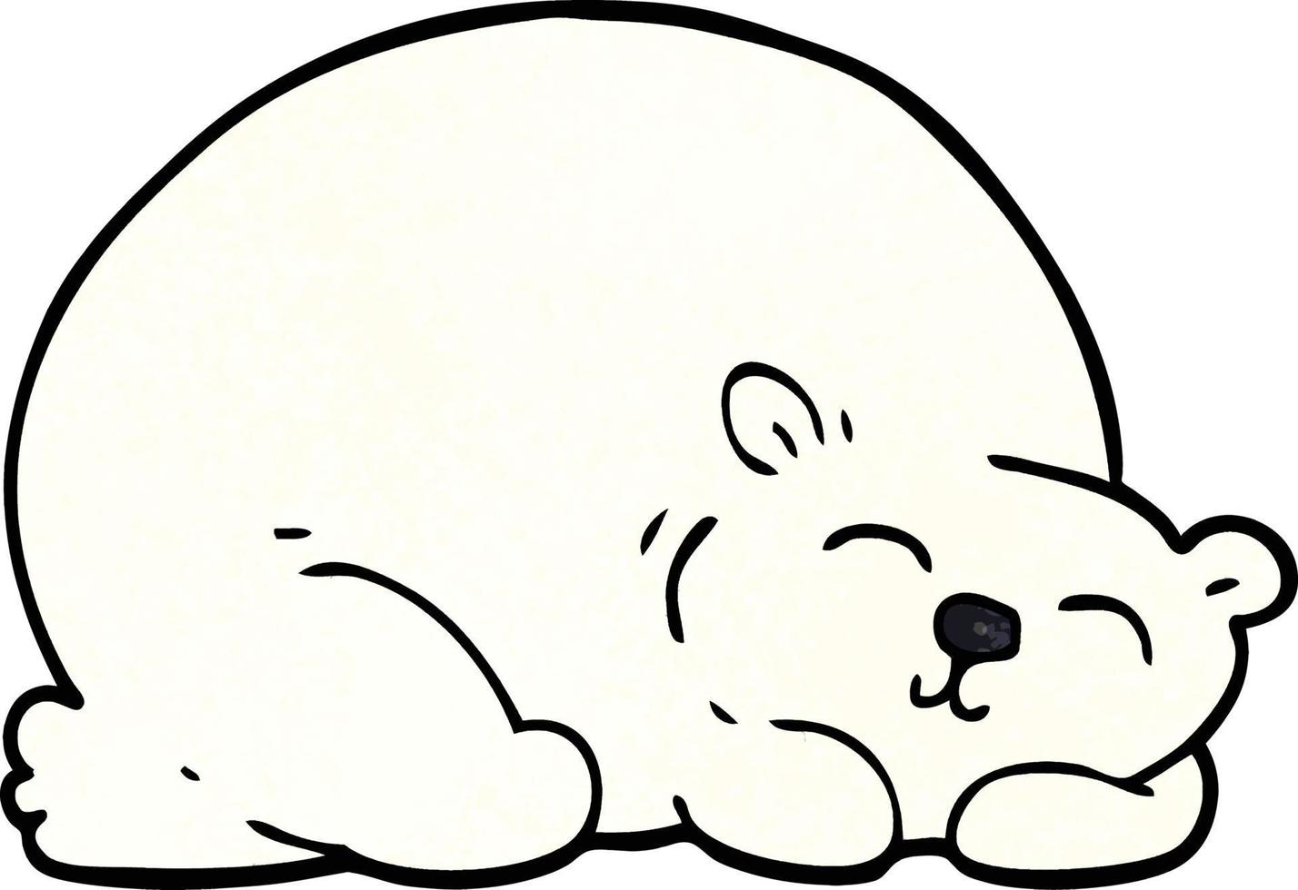 cartone animato scarabocchio contento polare orso addormentato vettore