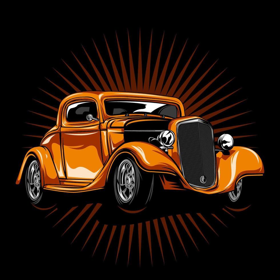 hot rod vintage arancione vettore