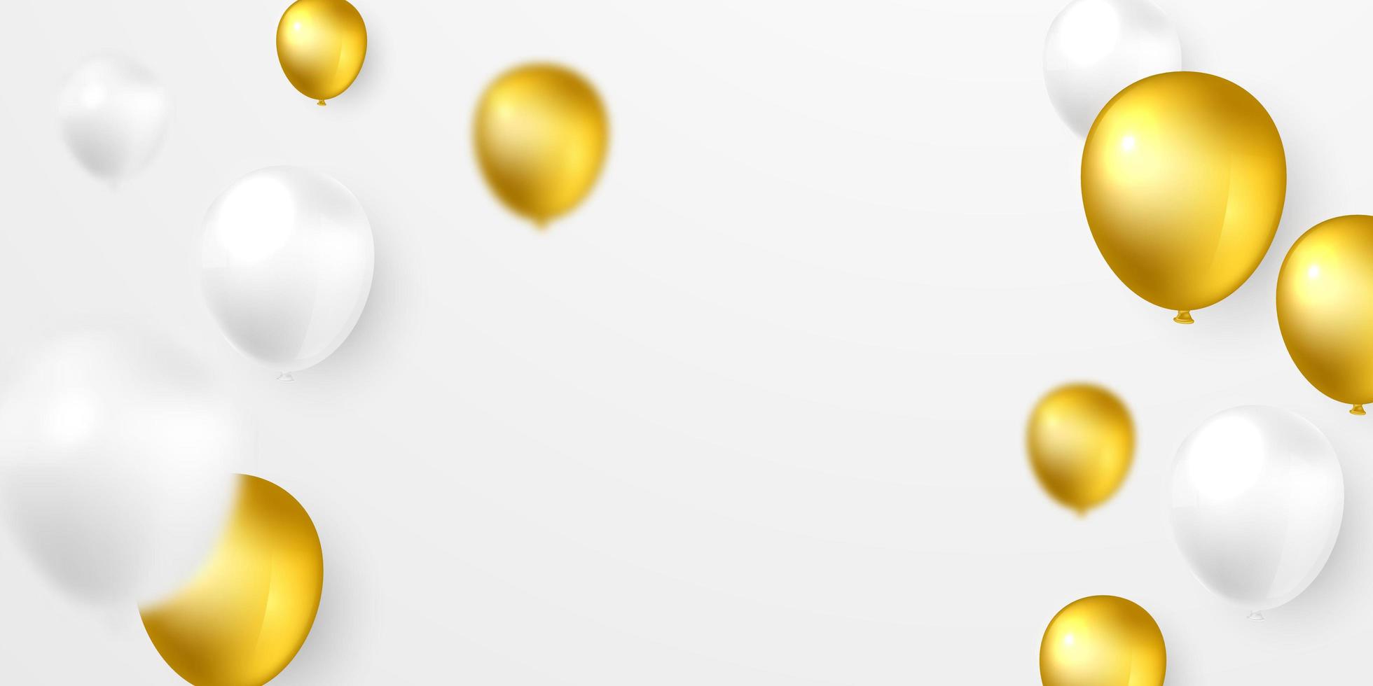 sfondo palloncino elio bianco e oro vettore