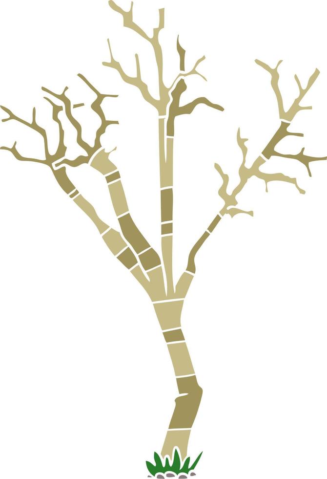 piatto colore stile cartone animato inverno albero vettore