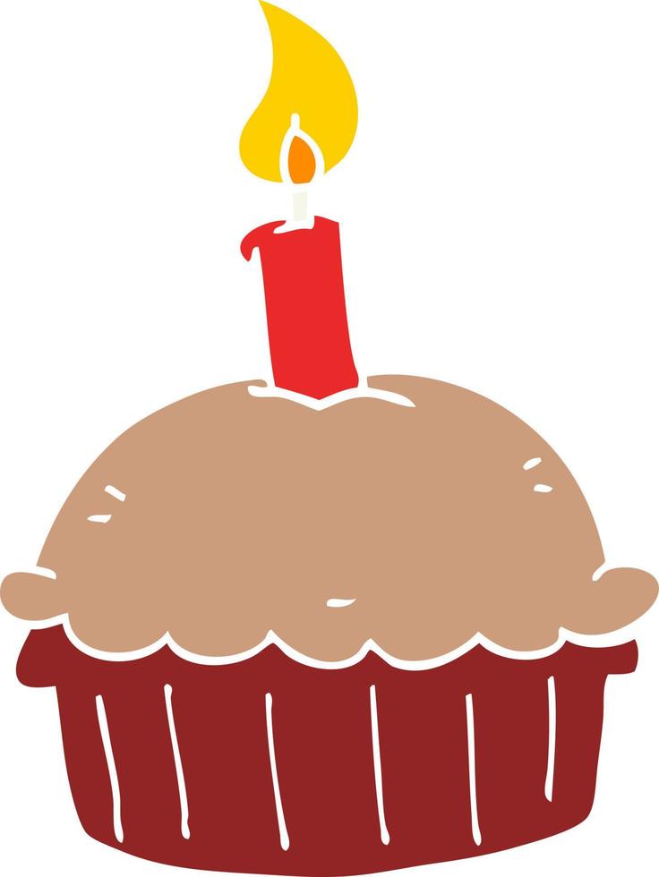 piatto colore stile cartone animato compleanno Cupcake vettore