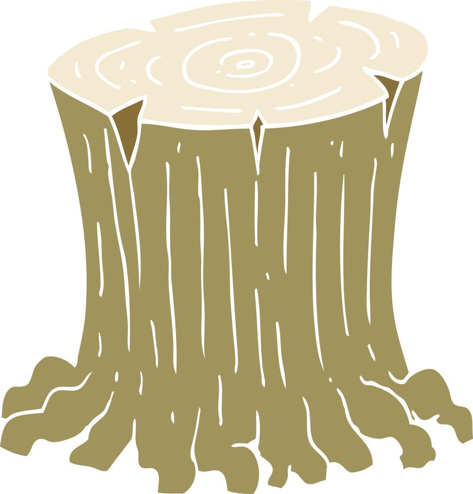 piatto colore illustrazione di un' cartone animato grande albero ceppo vettore