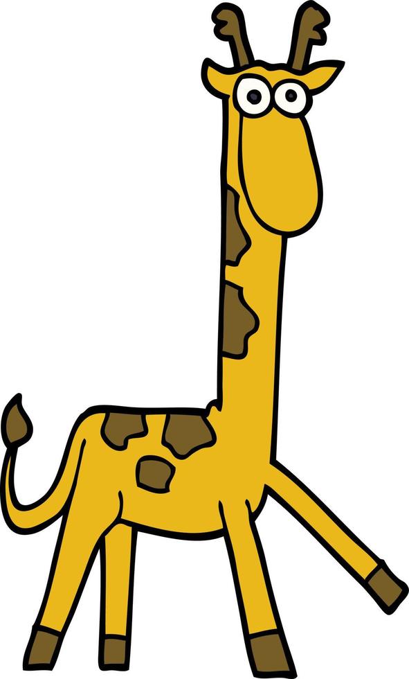 cartone animato scarabocchio divertente giraffa vettore