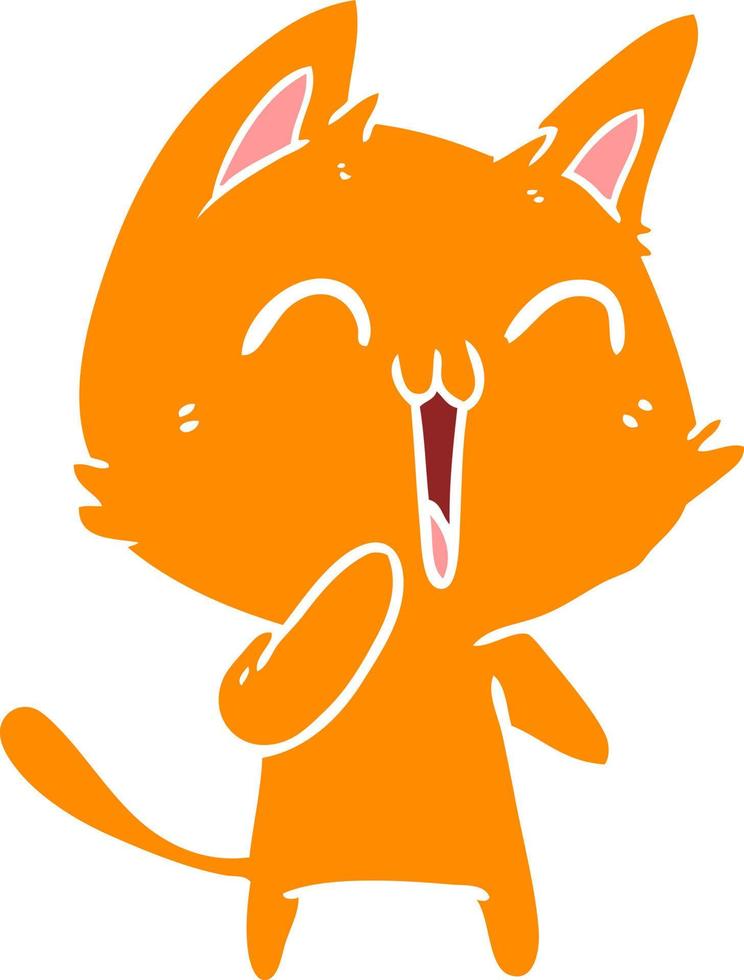 contento piatto colore stile cartone animato gatto miagolando vettore