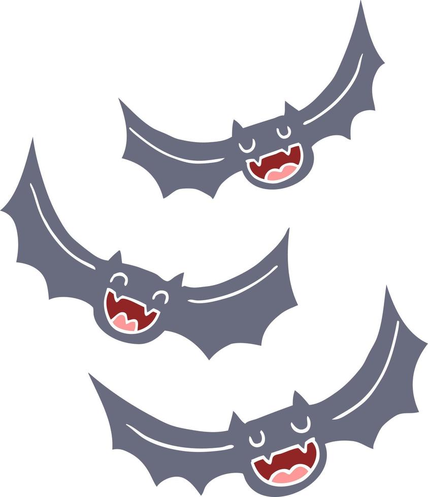 piatto colore stile cartone animato vampiro pipistrelli vettore