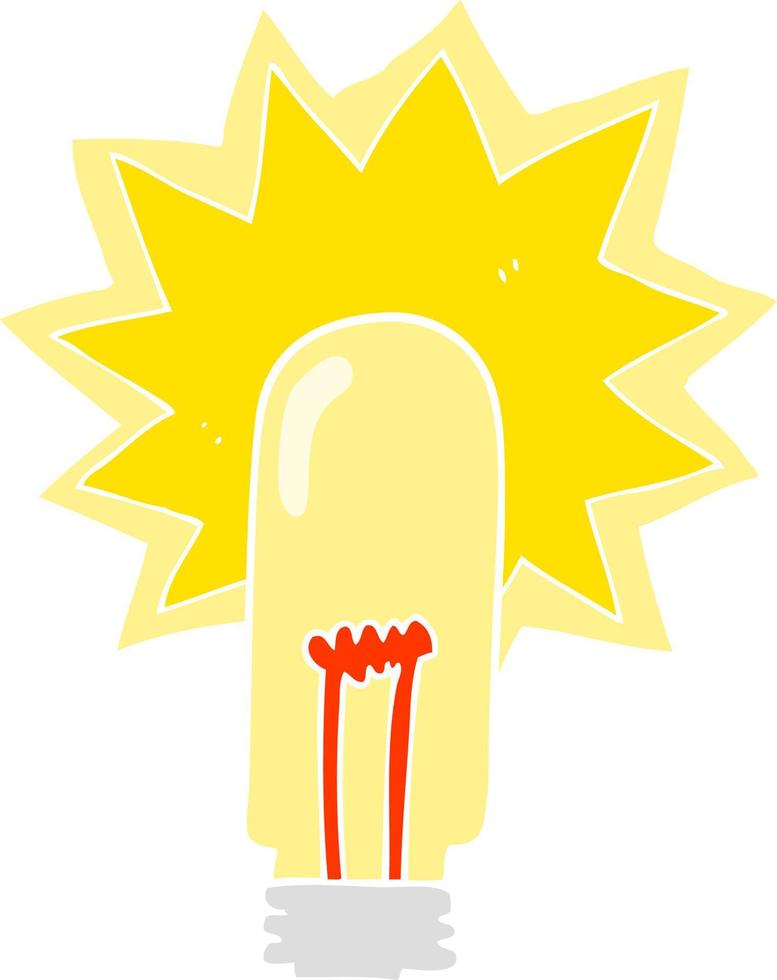 piatto colore illustrazione di un' cartone animato vecchio leggero lampadina vettore