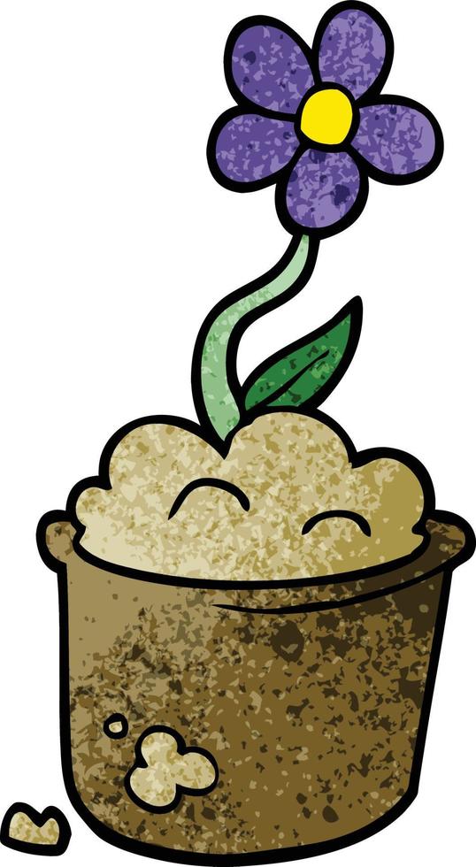 vaso di fiori di doodle del fumetto vettore