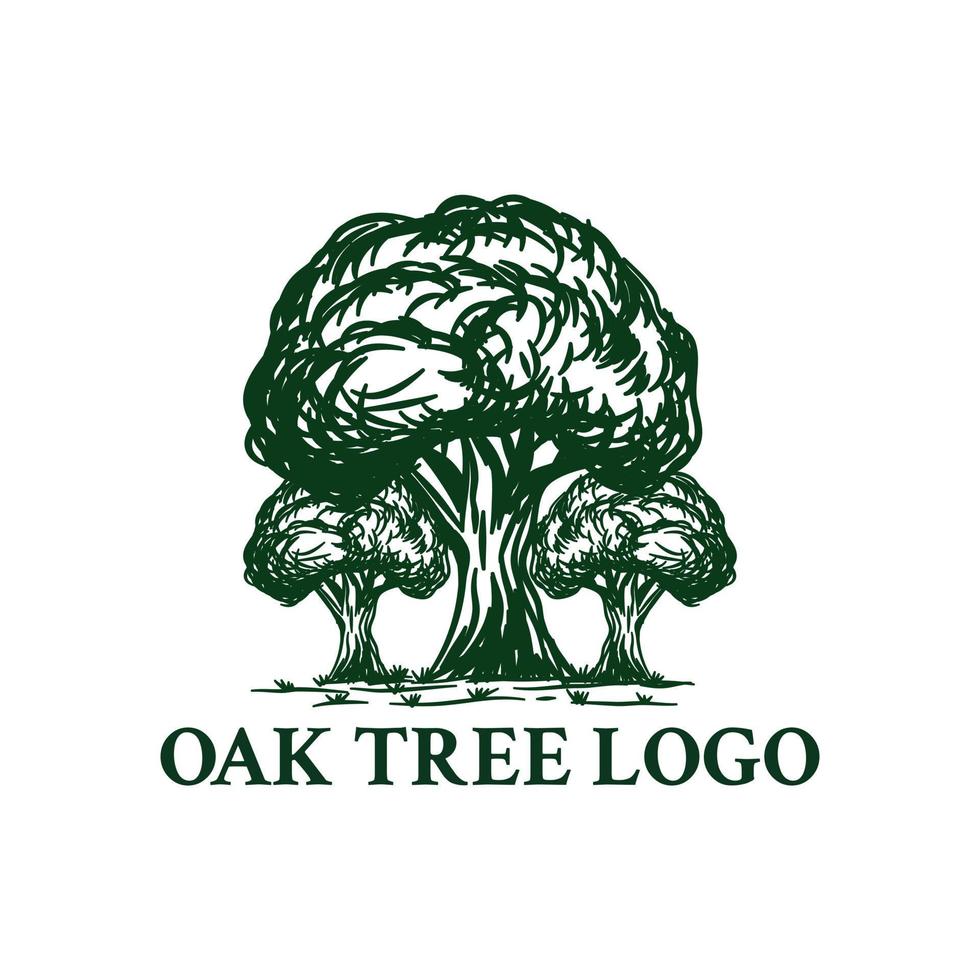 Vintage ▾ mano disegnato quercia albero logo vettore