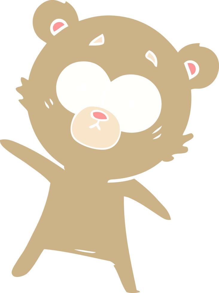 cartone animato in stile piatto a colori orso sorpreso vettore