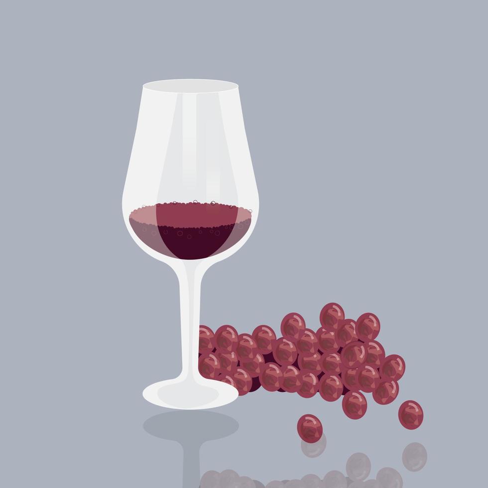 un' bicchiere di rosso vino, rosso uva vettore