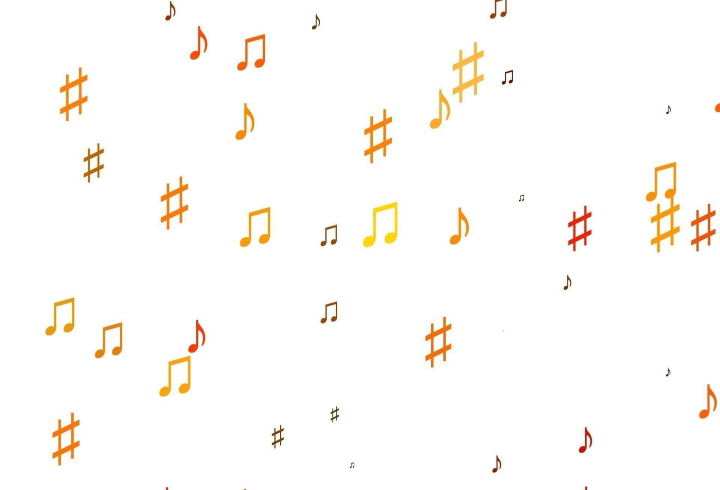 sfondo vettoriale arancione chiaro con simboli musicali.