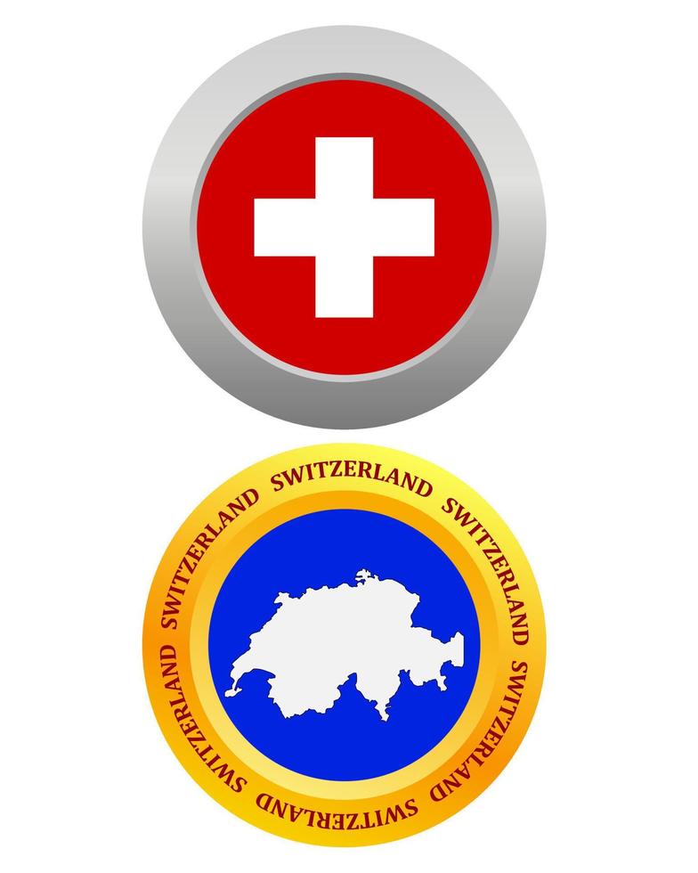 pulsante come un' simbolo Svizzera bandiera e carta geografica su un' bianca sfondo vettore